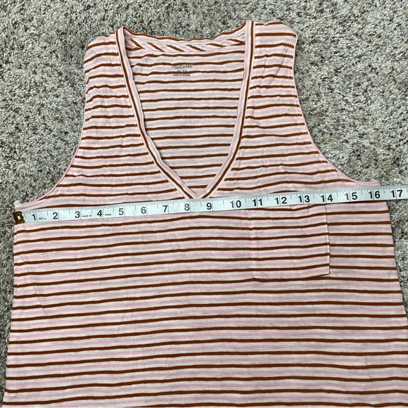 Madewell Whisper Cotton V-Neck Pocket Tank Top in Greywood Stripe Extra Small - Picture 9 of 10